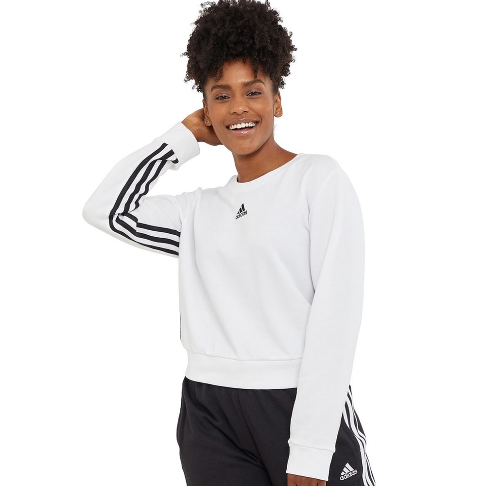 Adidas Womens 3-Stripe Sweatshirt IN BLACK